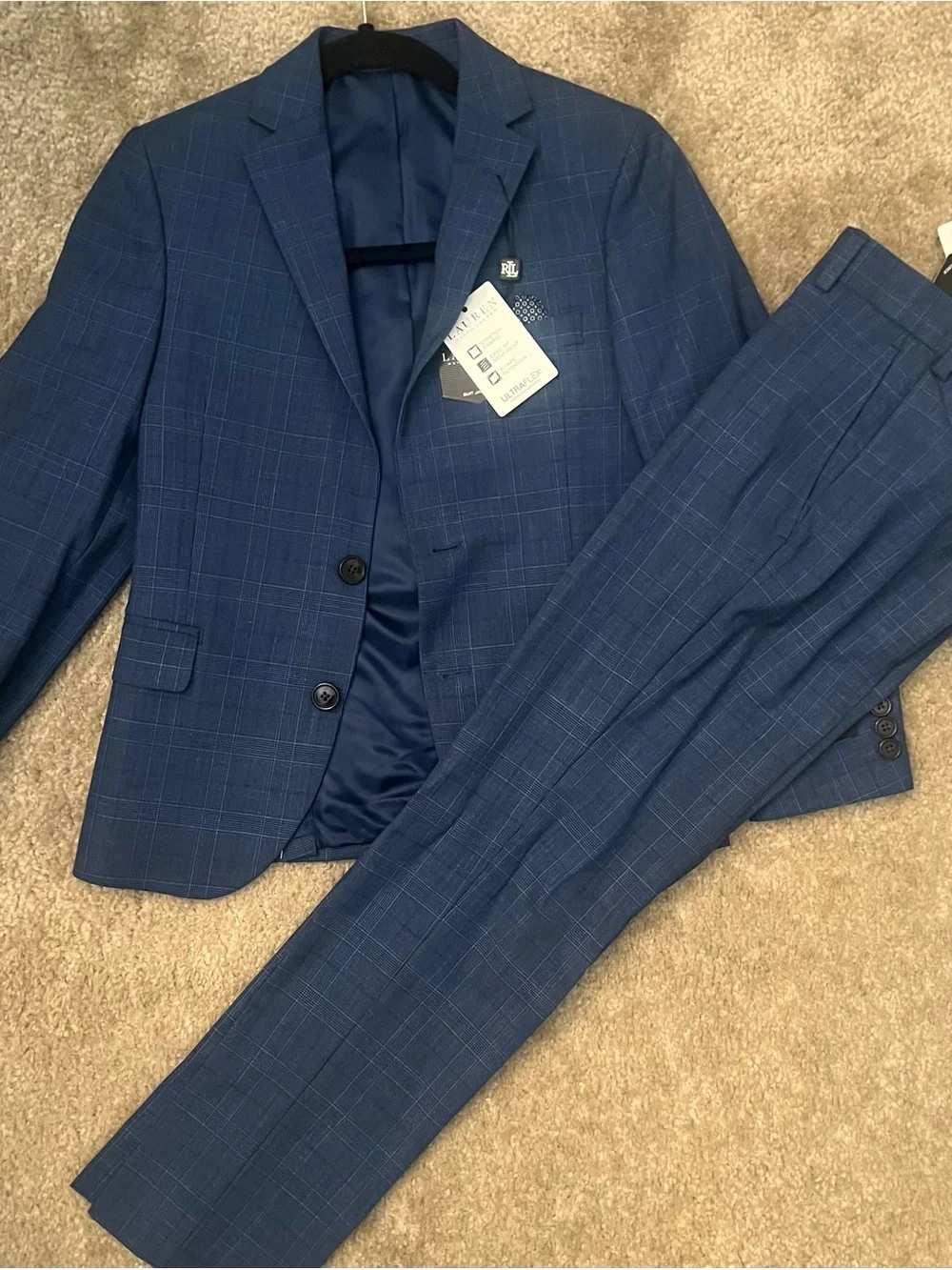 Lauren Ralph Lauren Boys 10R Blue Plaid Suit NWT